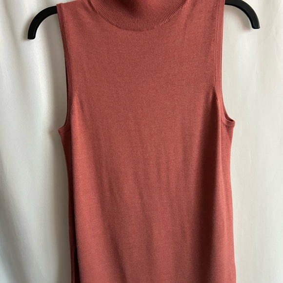 Elegant Sleeveless Terracotta Lapointe sleeveless turtleneck Top - Picture 1 of 4